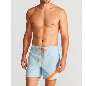 Gap Men’s Swim Trunks Size M Blue Board Shorts Orange Drawstring Quick Dry Logo